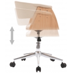 Otočná kancelárska stolička krémová ohýbané drevo a umelá koža